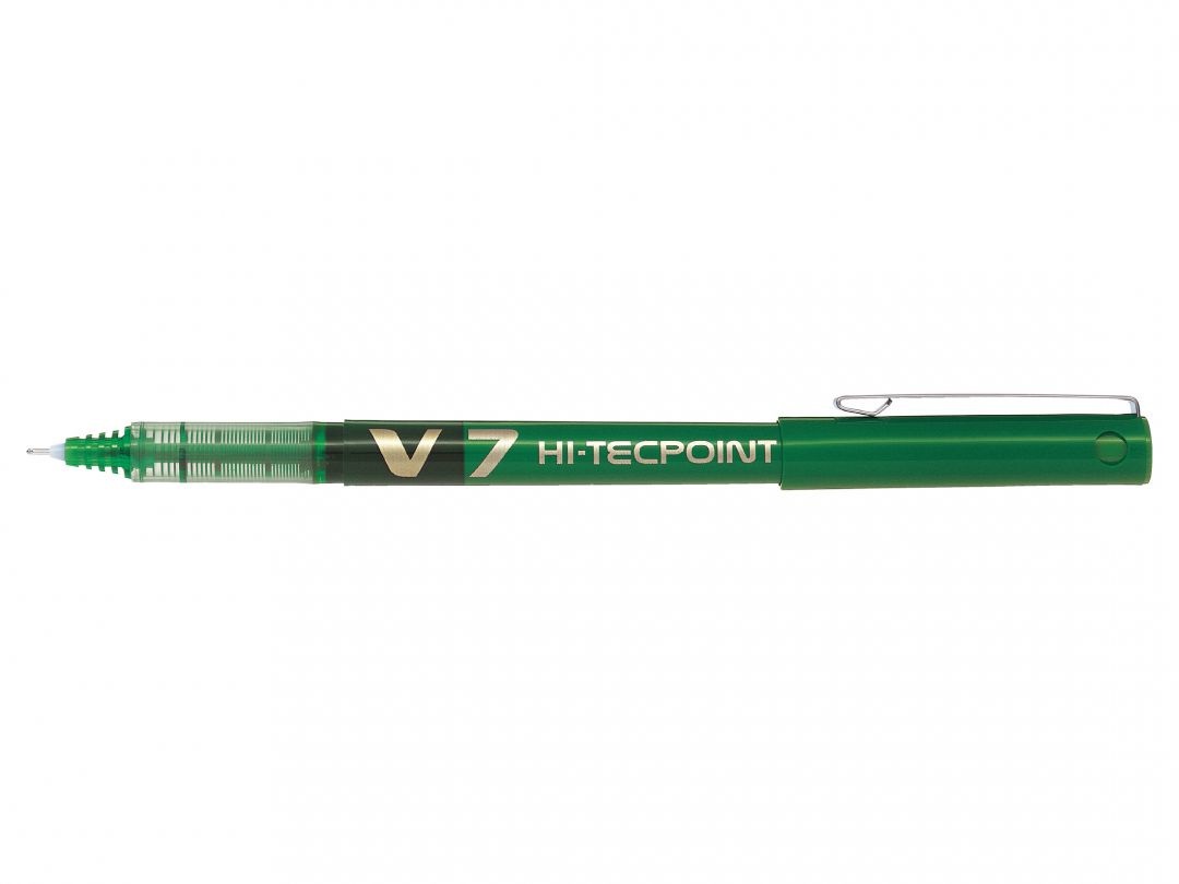 Pilot Hi-Tecpoint V7 Penna Roller Verde - Punta 0,7 mm, Inchiostro Liquido, Clip in Metallo