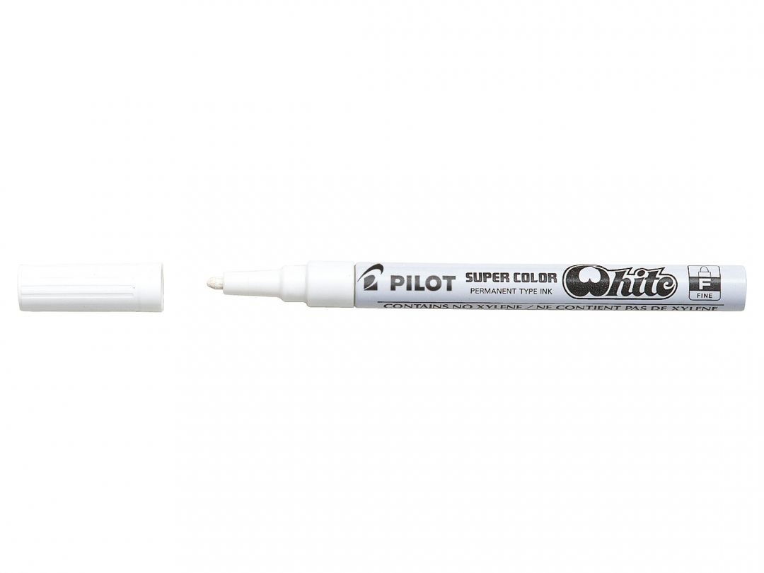 Pilot Marcatore a Vernice Super Color Bianco - Punta in Fibra di Acrilico 3 mm, Fusto in Metallo, Inchiostro Permanente