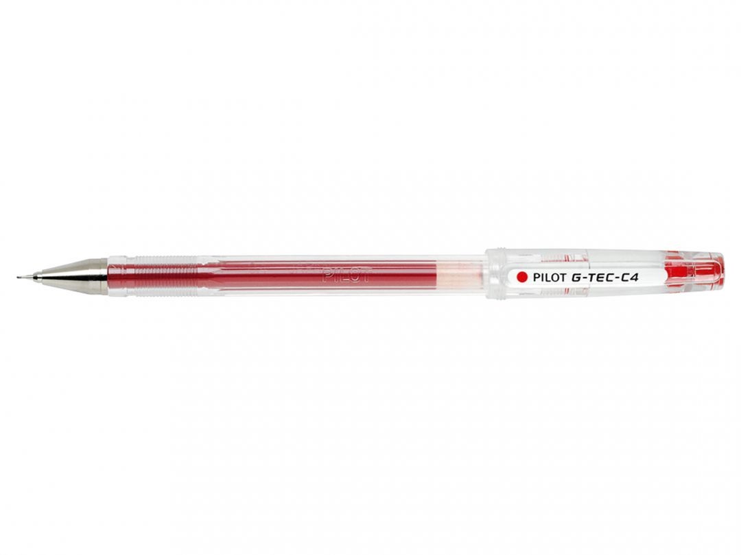 Pilot G-TEC-C4 Penna Roller Gel Ricaricabile 0,4 mm Rosso - Tratto Ultra Sottile con Grip Ergonomico