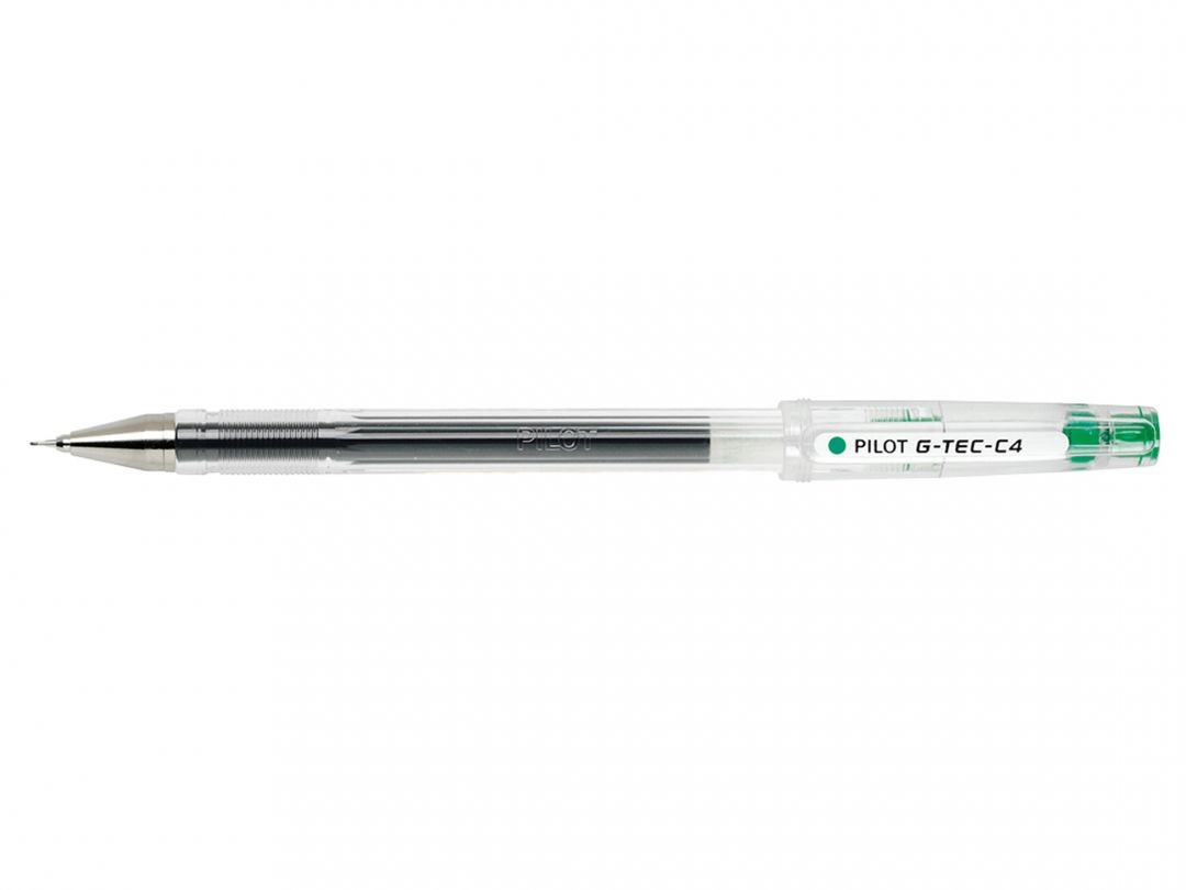 Pilot Penna Rollerball Gel G-Tec C4 - Punta 0,4 mm - Verde - Fusto Trasparente
