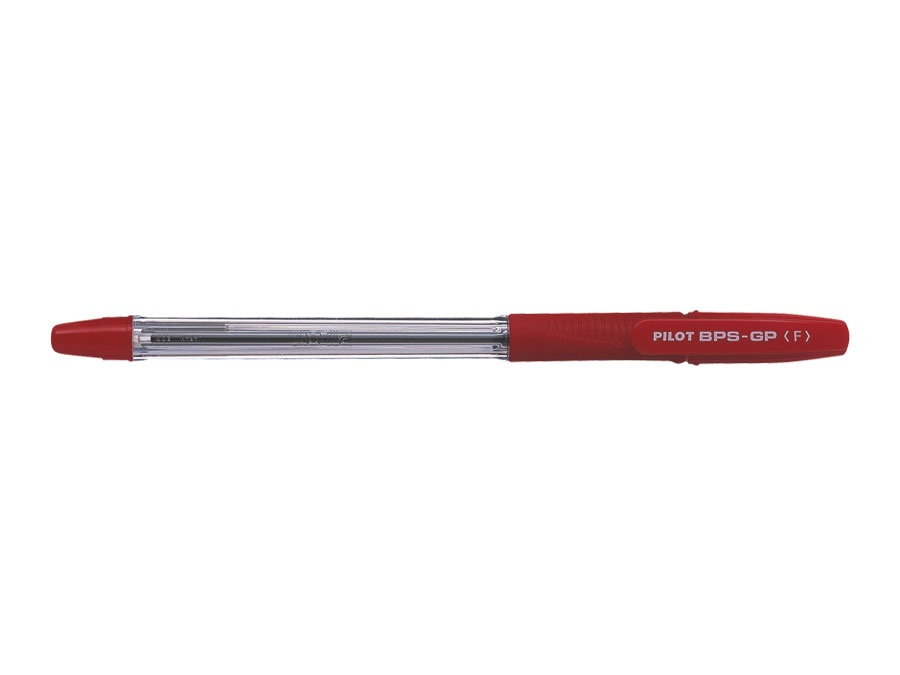 Pilot Penna a sfera BPS-GP 0,7 mm rossa - Fusto trasparente, inchiostro a base d'olio, grip antiscivolo