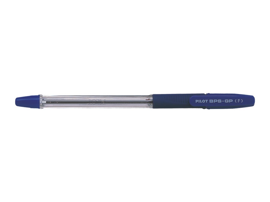 Pilot Penna a sfera BPS-GP 0,7 mm Blu - Fusto trasparente, cappuccio e grip antiscivolo