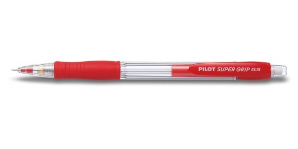Pilot Portamine Super Grip H-185 0,5 mm HB Rosso con Punta Rientrante e Impugnatura in Gomma