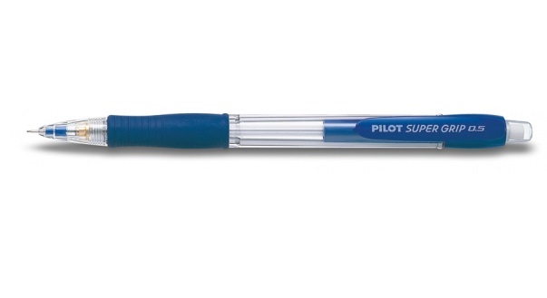Pilot Portamine Super Grip H-185 SL - Mina 0,5 mm HB - Fusto Trasparente con Punta Rientrante e Impugnatura in Gomma