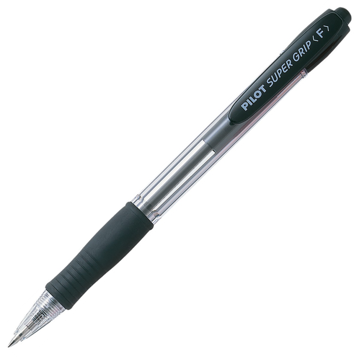 Pilot Super Grip Penna a sfera a scatto nera, punta fine 0,7 mm, confezione da 12 pz, inchiostro a base d'olio