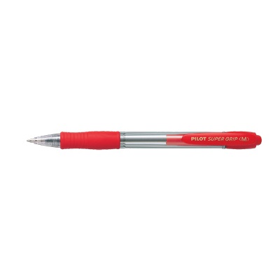 Pilot Super Grip Penna a sfera a scatto 1 mm Rosso con grip in gomma - Confezione da 12
