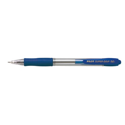 Pilot Super Grip - Penna a sfera a scatto blu con grip in gomma e inchiostro a base d'olio, tratto 1 mm