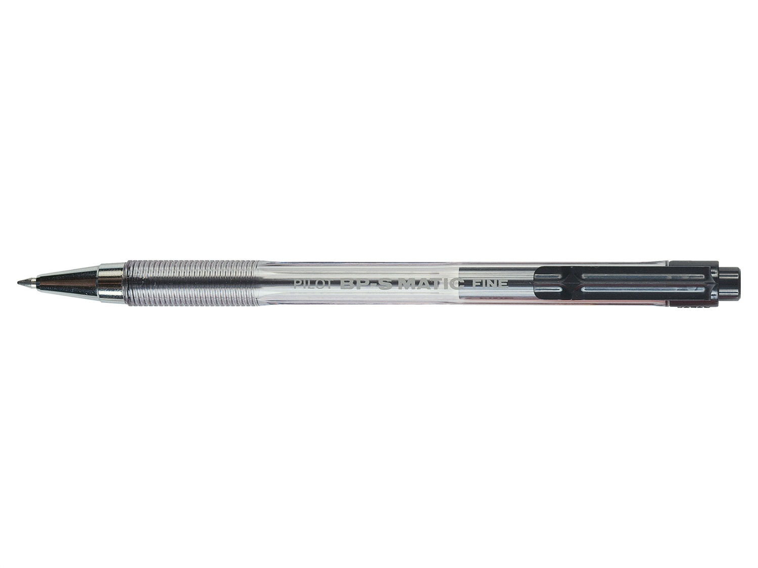Pilot BPS Matic Penna a sfera retrattile Fine 0,7 mm Nero - Fusto trasparente con scanalature antiscivolo