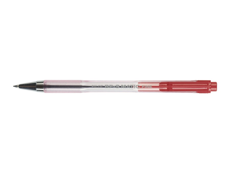 Pilot BP-S Matic Penna a sfera retrattile Fine 0,7 mm Rosso - Fusto trasparente con scanalature antiscivolo