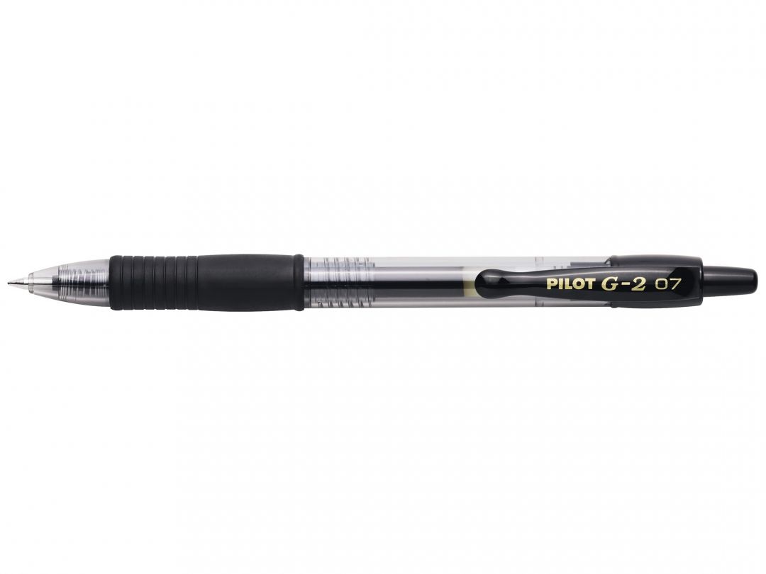 Pilot G-2 Penna Gel a Scatto 0,7 mm Nero - Fusto Trasparente, Grip Ergonomico, Ricaricabile