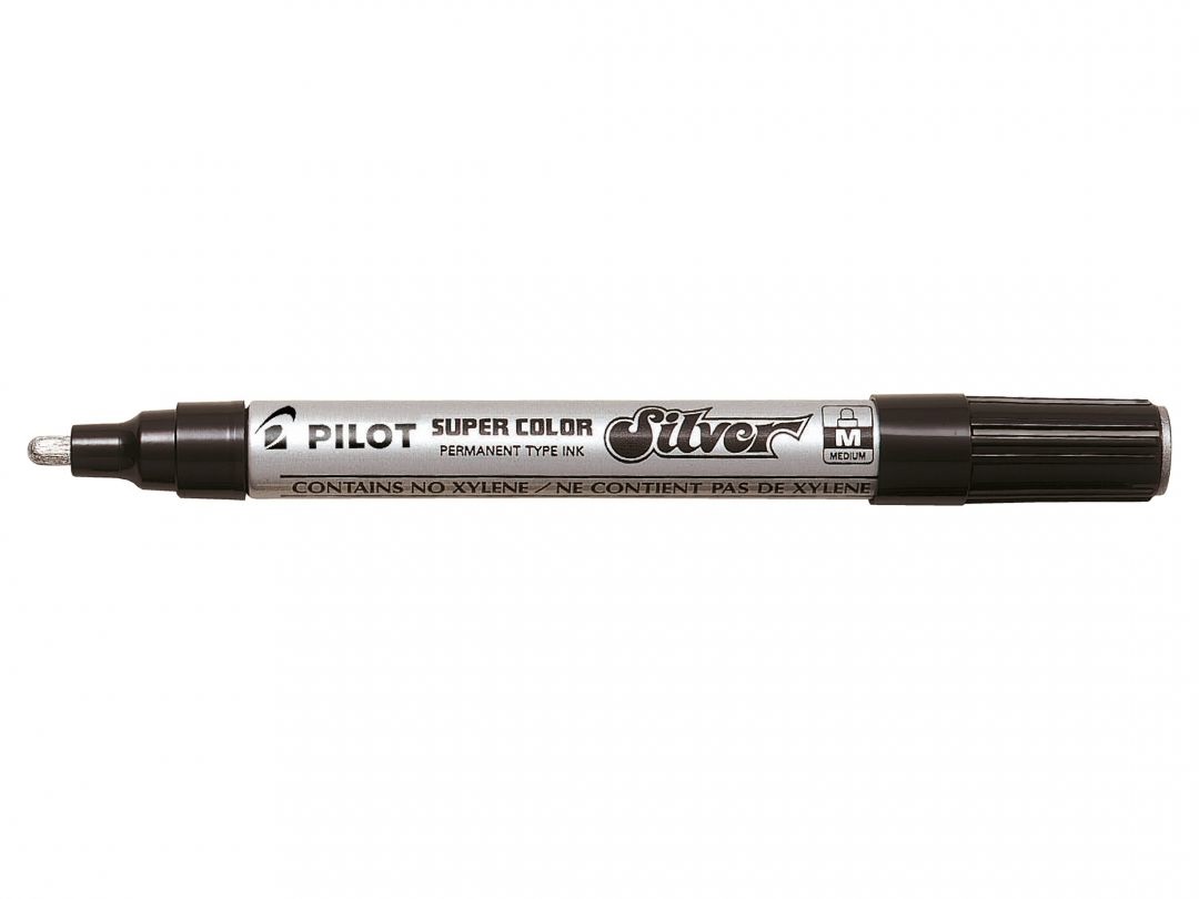 Pilot Marcatore a Vernice Super Color - Punta Fibra di Acrilico 4,5 mm - Argento - Fusto in Metallo