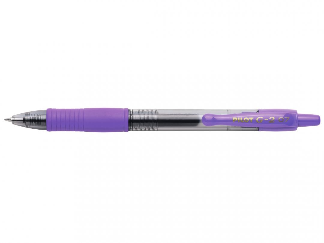 Pilot Roller Gel a Scatto G-2 - Punta 0,7 mm - Viola - Ricaricabile con Grip Ergonomico