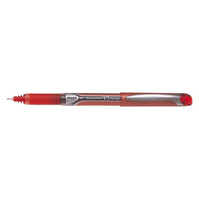 Pilot Hi-Tecpoint V5 Grip Roller 0,5 mm Rosso - Inchiostro Liquido, Grip in Gomma, Clip in Metallo, Confezione da 12