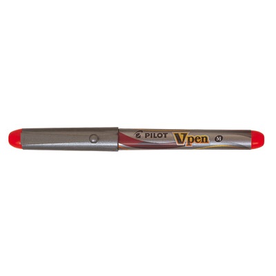 Pilot V-Pen Silver - Penna stilografica usa e getta, colore rosso, tratto 0,4 mm