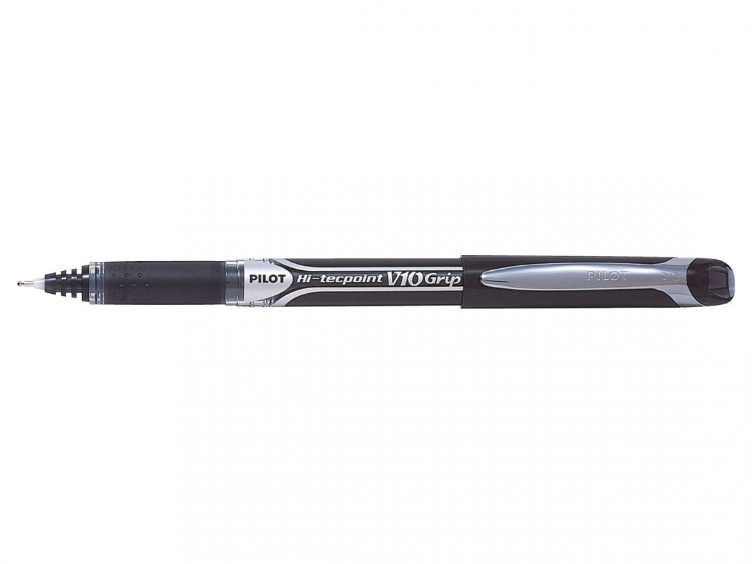 Pilot Hi-Tecpoint V10 Grip Penna Roller ad Inchiostro Liquido 1 mm Nero con Grip Ergonomico e Punta ad Ago