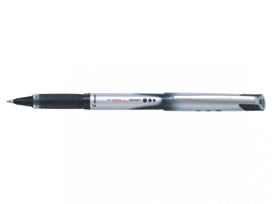 Pilot V Ball Grip Roller Penna a sfera 0,7 mm Nero con Grip Ergonomico - Confezione da 12 pezzi