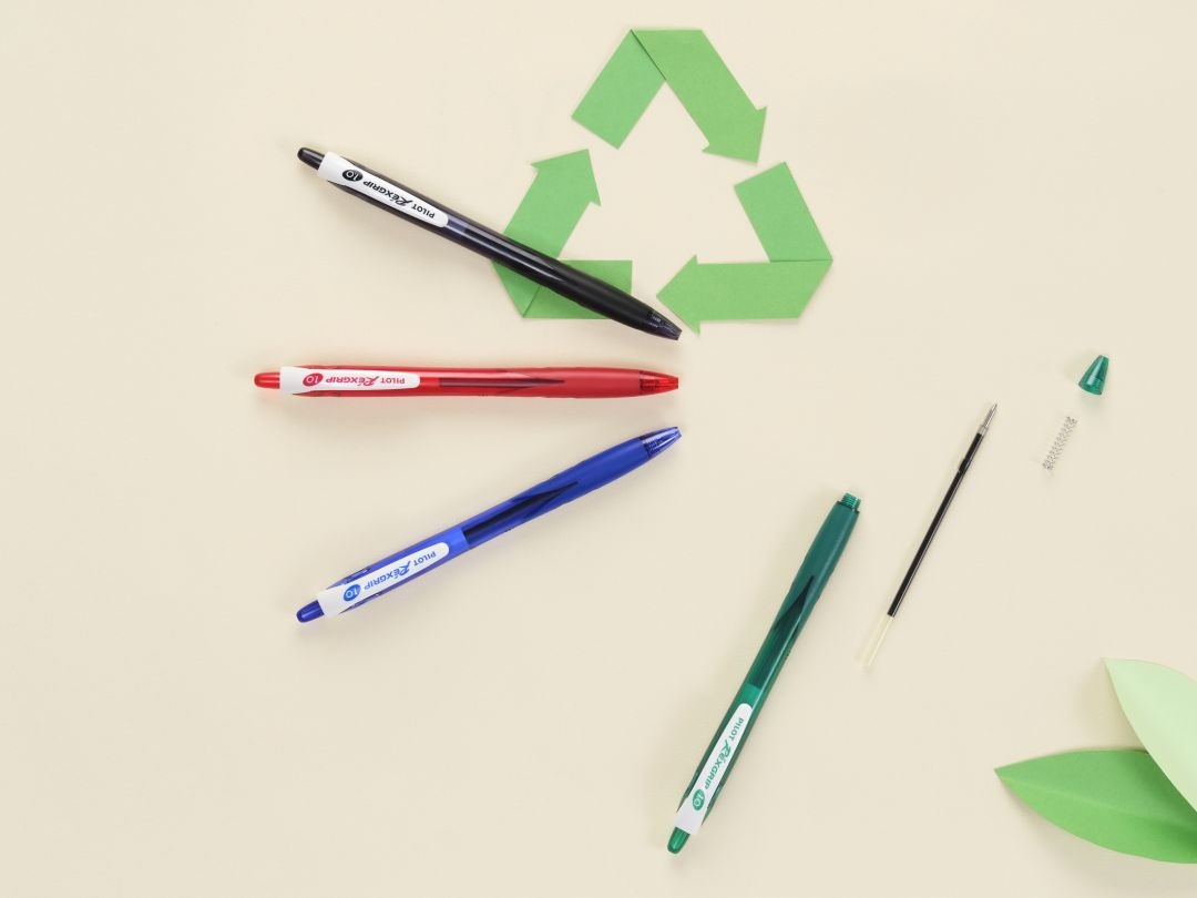 Pilot Rexgrip Begreen Penna a sfera a scatto 1 mm Rosso - Fusto ecologico in plastica riciclata