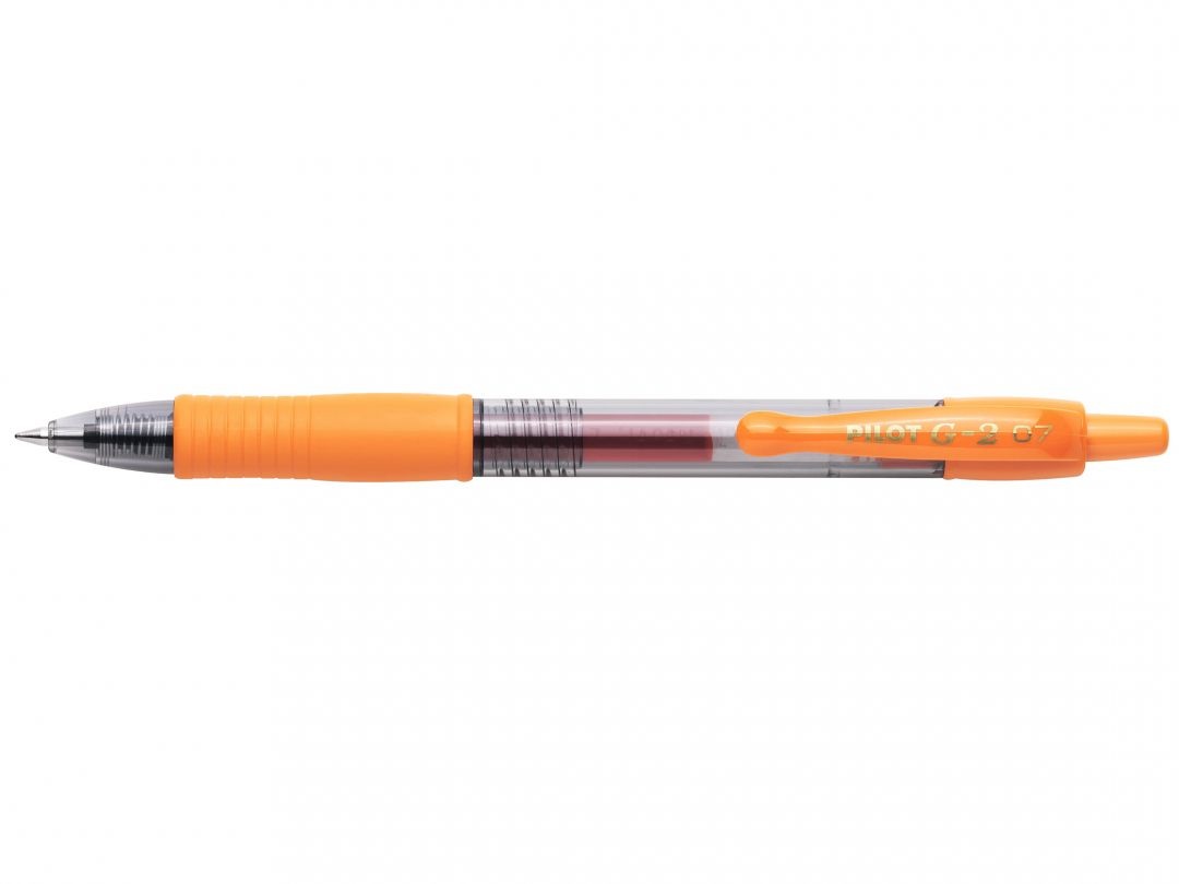 Pilot Penna Gel a Scatto G-2 0,7 mm Arancione - Fusto Trasparente, Grip Ergonomico, Ricaricabile