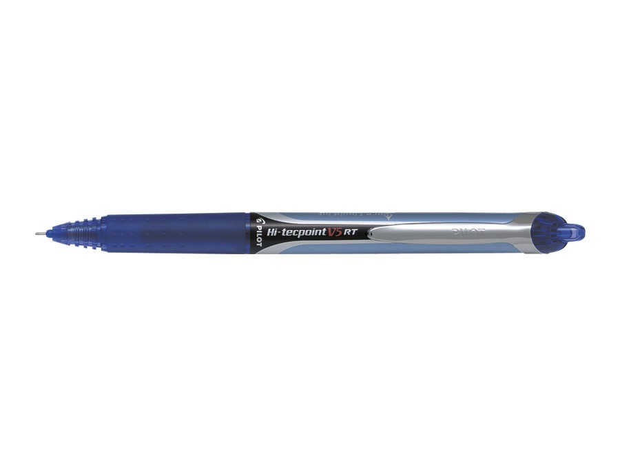Pilot Hi-Tecpoint V5 RT Roller a scatto ricaricabile punta 0,5 mm blu con inchiostro liquido e grip ergonomico