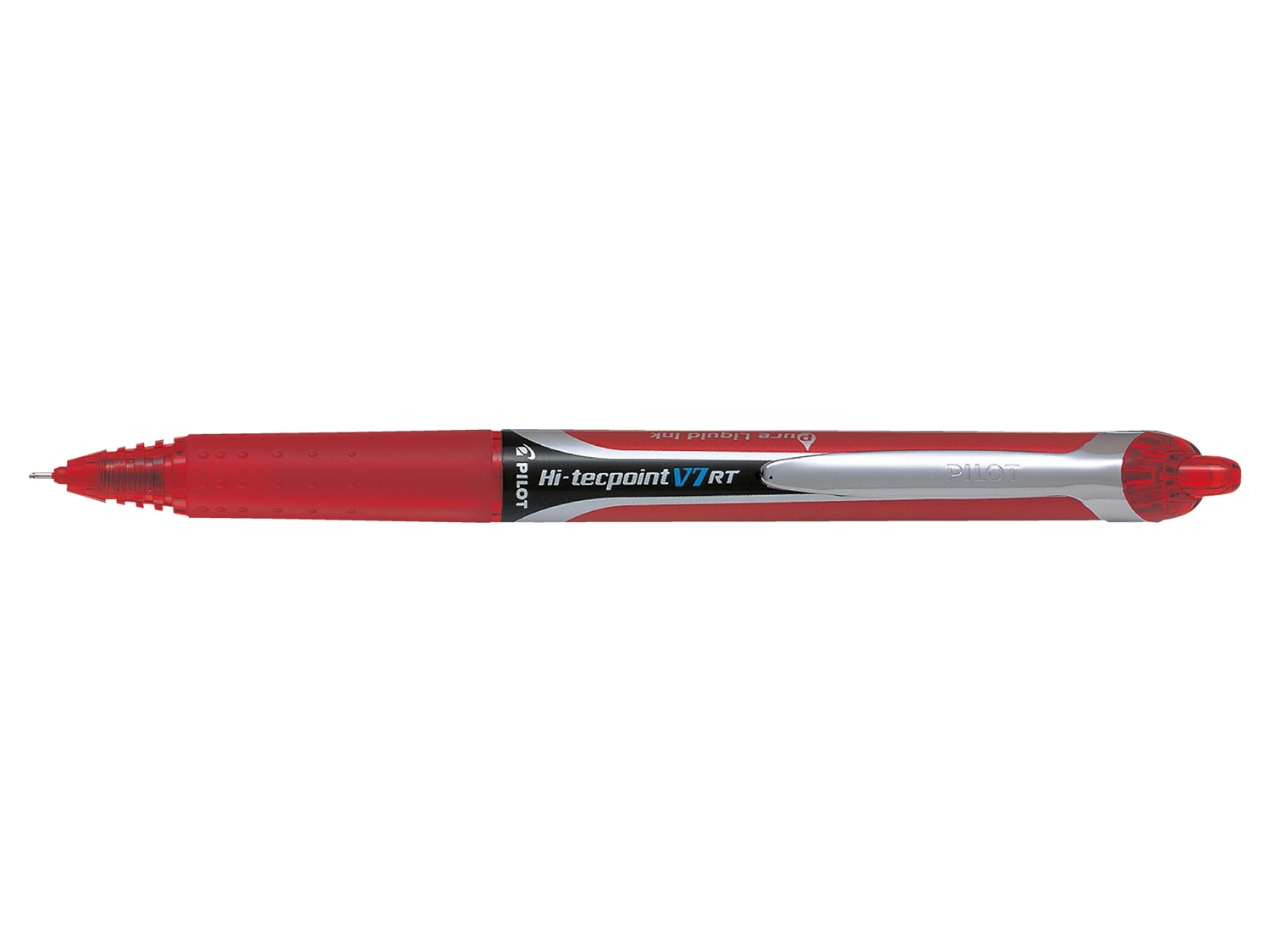 Pilot Hi Tecpoint V7 RT Roller a scatto 0,7 mm rosso - Ricaricabile con inchiostro liquido e impugnatura in gomma