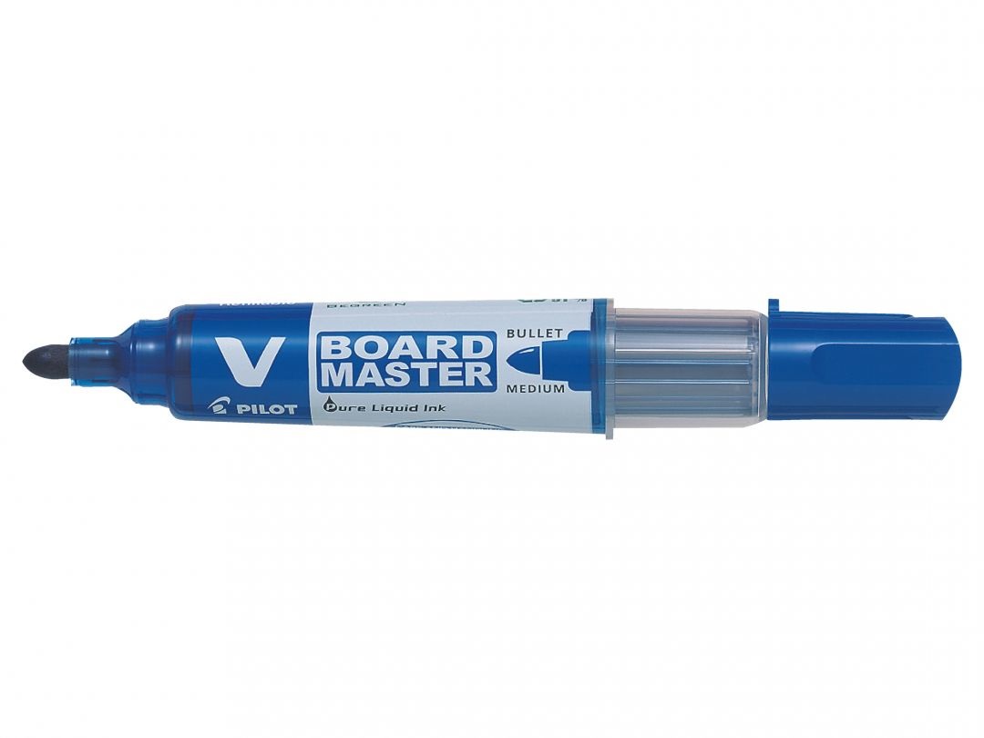 Pilot V BOARD MASTER Marcatore per Lavagna Ricaricabile Blu - Punta Tonda 2,3 mm, Inchiostro Liquido ad Essicazione Rapida, Realizzato con il 91% di Materiale Riciclato
