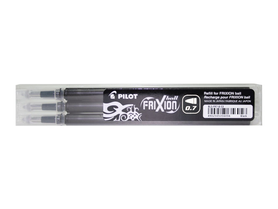 Pilot Ricarica per Penne a Sfera Frixion Ball e Clicker - Colore Nero - Punta 0,7 mm - Set da 3 Pezzi
