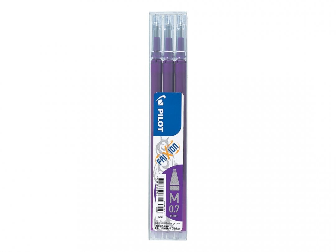 Pilot Refill per Penna a Sfera Frixion Ball e Clicker - Set da 3 Pezzi - Colore Viola - Punta 0,7 mm