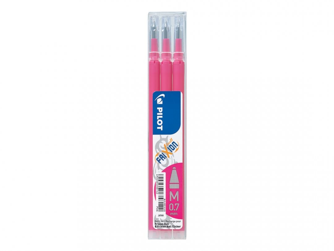 Pilot Refill per Penne a Sfera Frixion Ball e Clicker 0,7 mm Rosa - Set da 3 Pezzi con Inchiostro Cancellabile