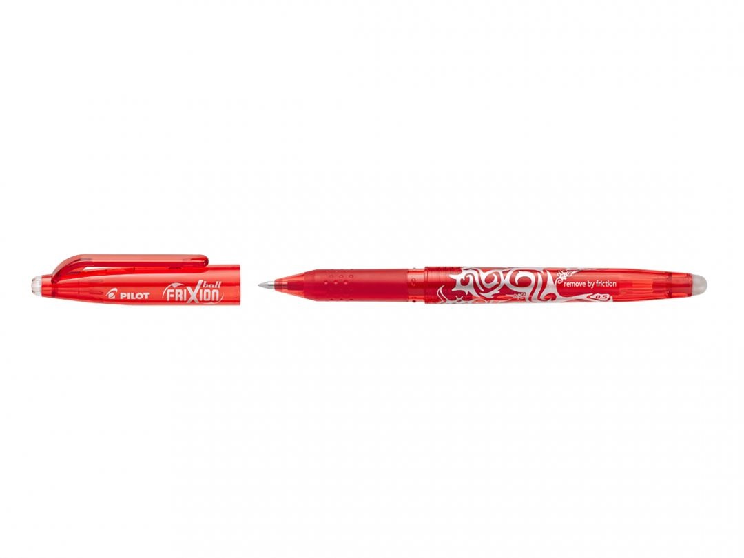 Pilot Frixion Ball Penna a Sfera Cancellabile 0,5 mm Rosso - Inchiostro Termosensibile, Ricaricabile, Grip Ergonomico