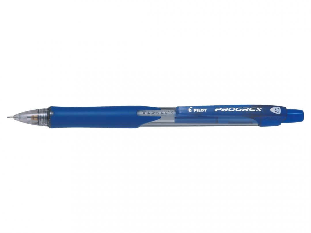 Pilot Progrex Portamine Automatico 0,7 mm - Fusto Blu, Grip Ergonomico, Mina HB, Gomma Integrata