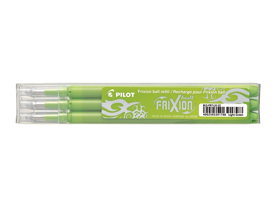 Pilot Refill Frixion Ball e Clicker 0,7 mm Verde Chiaro - Set da 3 Pezzi