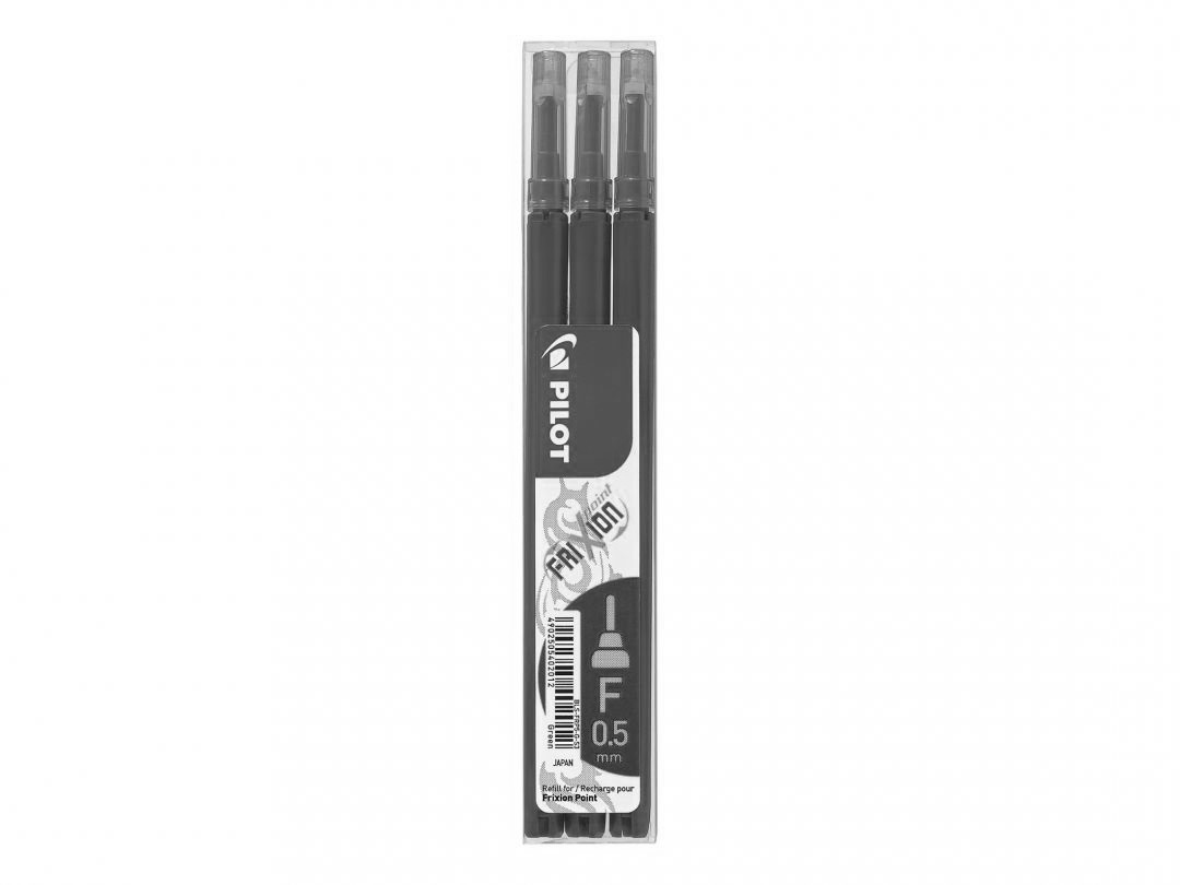 Pilot Frixion Point Refill 0.5 mm Nero - Set da 3 Ricariche per Penna Cancellabile