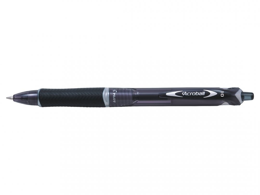 Pilot Acroball Penna a Sfera a Scatto Nero 1 mm - Fusto Ecologico in Plastica Riciclata - Confezione da 10 Pezzi