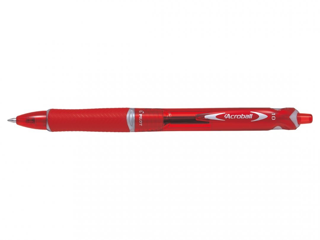 Pilot Penna a Sfera A Scatto Acroball Plastic Begreen 1mm Rosso - Inchiostro Innovativo e Resistente all'Acqua - Conf. 10 Pezzi