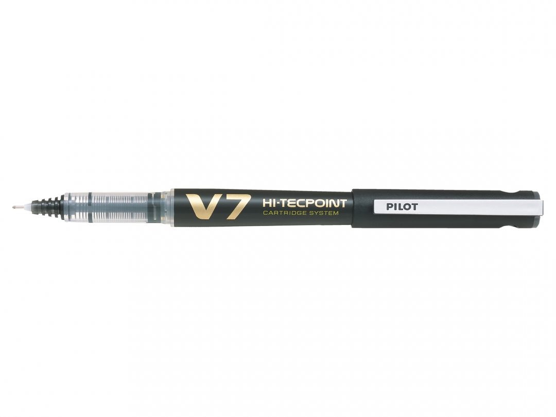 Pilot Hi-Tecpoint V7 Penna Roller Ricaricabile Nero - Punta 0,7 mm, Inchiostro Liquido, Realizzata con Materiale Riciclato