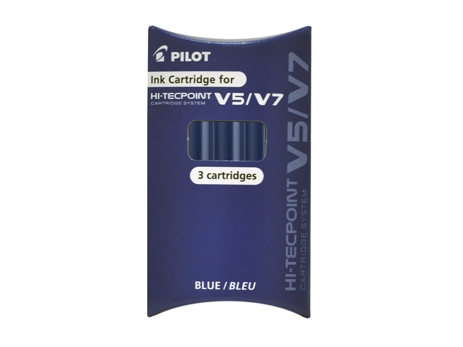Pilot Hi-Tecpoint V5/V7 Ricaricabile Blu - Confezione da 3 Pezzi, Tratto 0,5 mm e 0,7 mm
