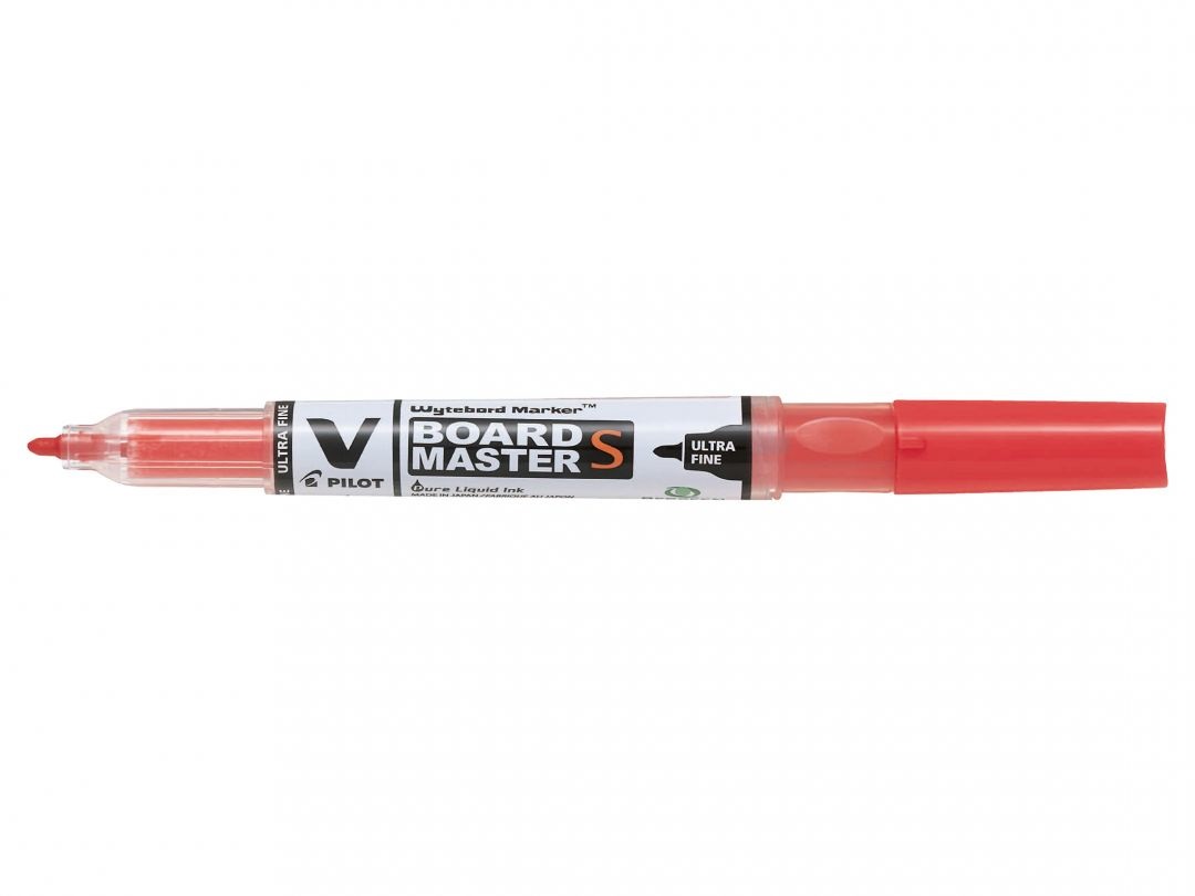 Pilot V Board Master S Marcatore Rosso Ultra Fine 0,8 mm - Cancellabile e Ricaricabile, Fusto Sottile