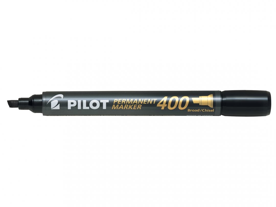 Pilot Permanent Marker 400 Punta a Scalpello 4,5 mm Nero - Resistente all'Acqua e alla Luce