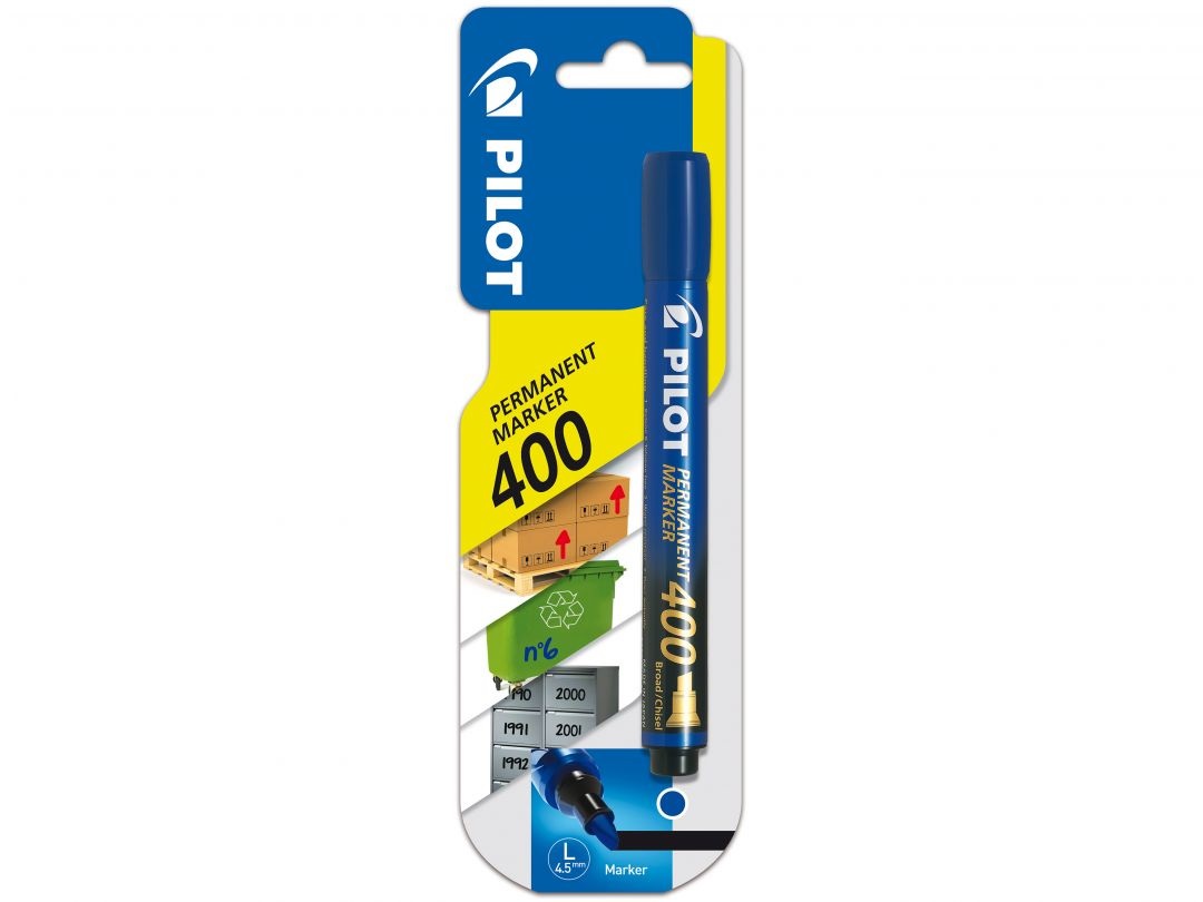 Pilot SCA 400 Marcatore Permanente Blu Punta a Scalpello 4 mm - Confezione da 12 pz