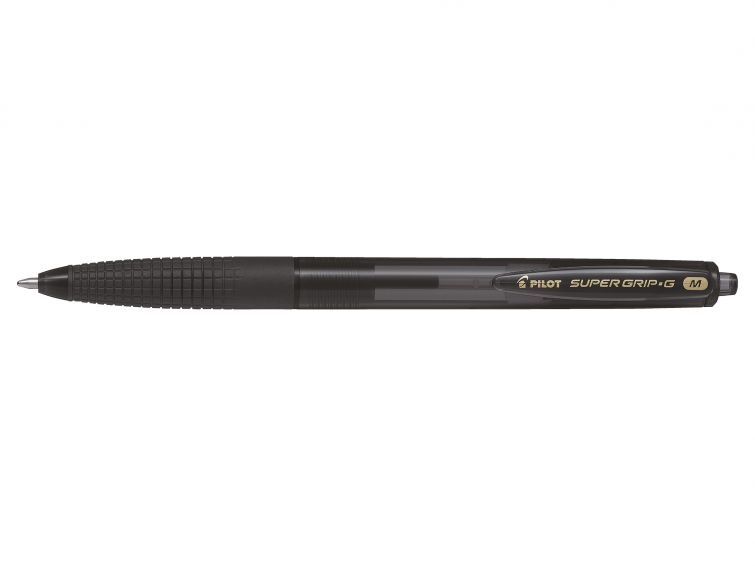 Pilot Super Grip G Penna a Sfera a Scatto Nero, Punta 1,0 mm, Inchiostro Extra Scorrevole, Grip Ergonomico