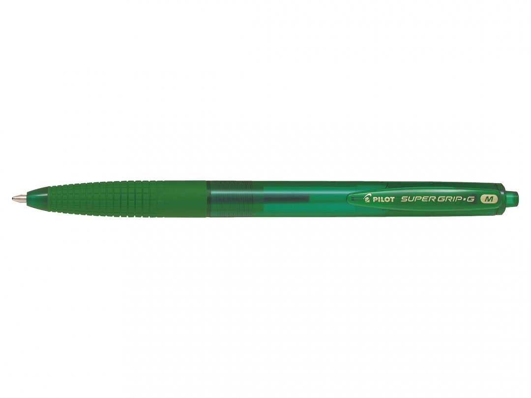 Pilot Supergrip G Penna a Sfera a Scatto Verde - Punta 1,0 mm, Inchiostro Scorrevole, Confezione da 12