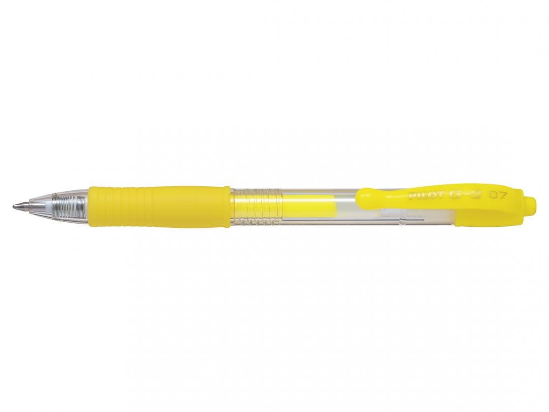 Pilot G-2 Neon Penna Gel a Scatto 0,7 mm Giallo Neon - Ricaricabile, Inchiostro Antisbavature