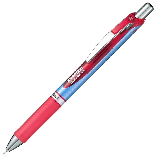 Pentel EnerGel XM Click Roller 0,5 mm Rosso - Design Elegante, Grip in Gomma, Asciugatura Rapida, Ecologico
