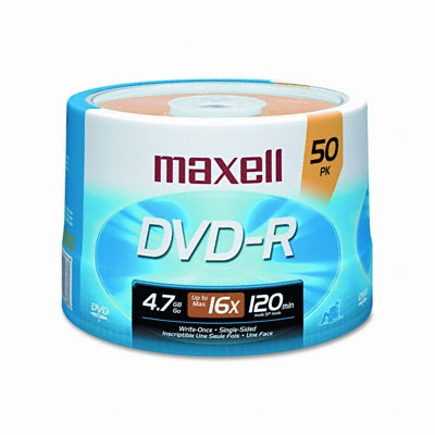 Maxell DVD-R 4.7GB 16x - Confezione da 50 dischi, 120 Minuti di registrazione