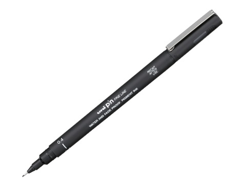 Uni Mitsubishi Pin Fineliner 0,4 mm Nero - Confezione da 12 Pezzi, Inchiostro Pigmentato Resistente