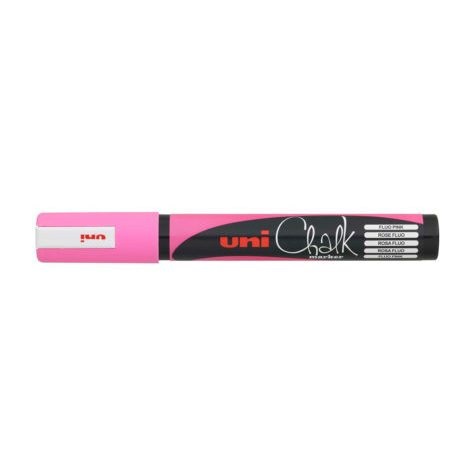 Uni-Ball Marcatore a Gesso Liquido PWE-5M Rosa Fluo Punta Tonda 1,80-2,50 mm