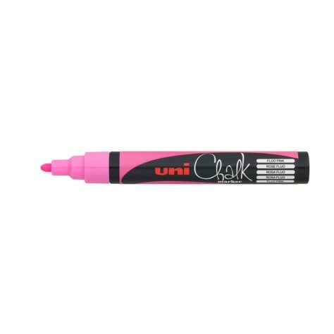 Uni-Ball Marcatore a Gesso Liquido PWE-5M Rosa Fluo Punta Tonda 1,80-2,50 mm