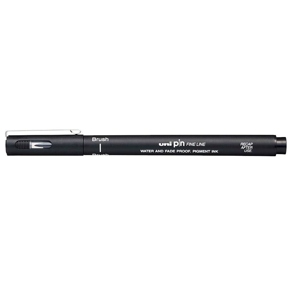 Uni-Ball Pin Fineliner Nero 0.9 mm - Inchiostro Pigmentato, Resistente alla Luce e all'Acqua, Fusto in Plastica con Cappuccio Antisoffocamento