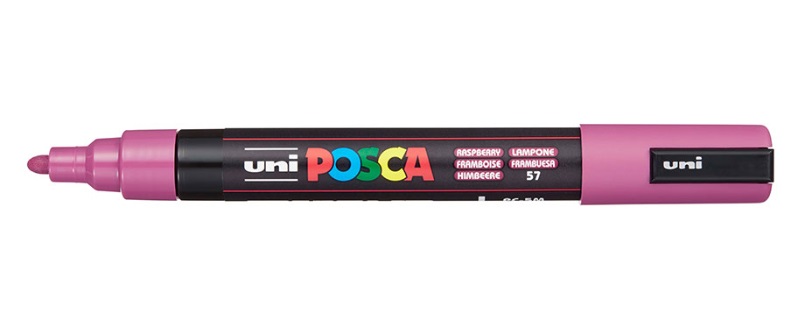 Uni Posca Marcatore a tempera PC-5M Lampone Punta Tonda 1,8-2,5 mm - Inchiostro Pigmentato, Resistente alla Luce e all'Acqua
