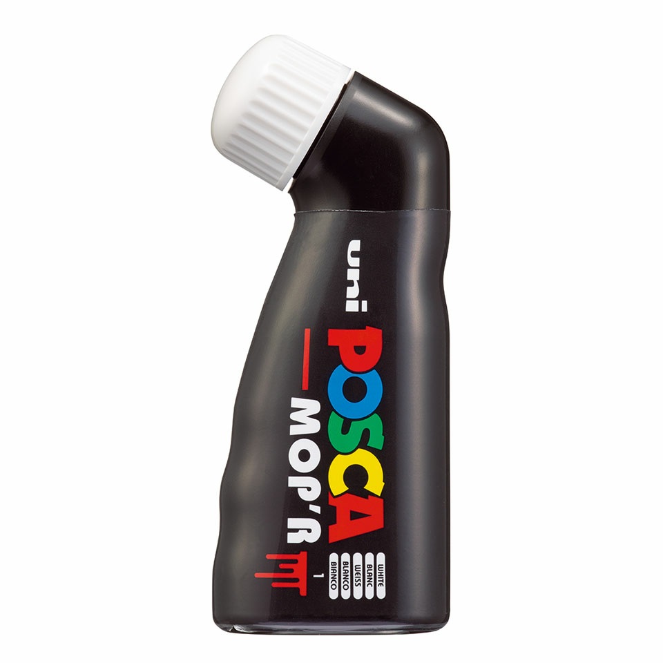 Uni Posca Marcatore a tempera Mop'r bianco 3-19 mm - Punta gommapiuma XXL, resistente ai raggi UV e lavabile